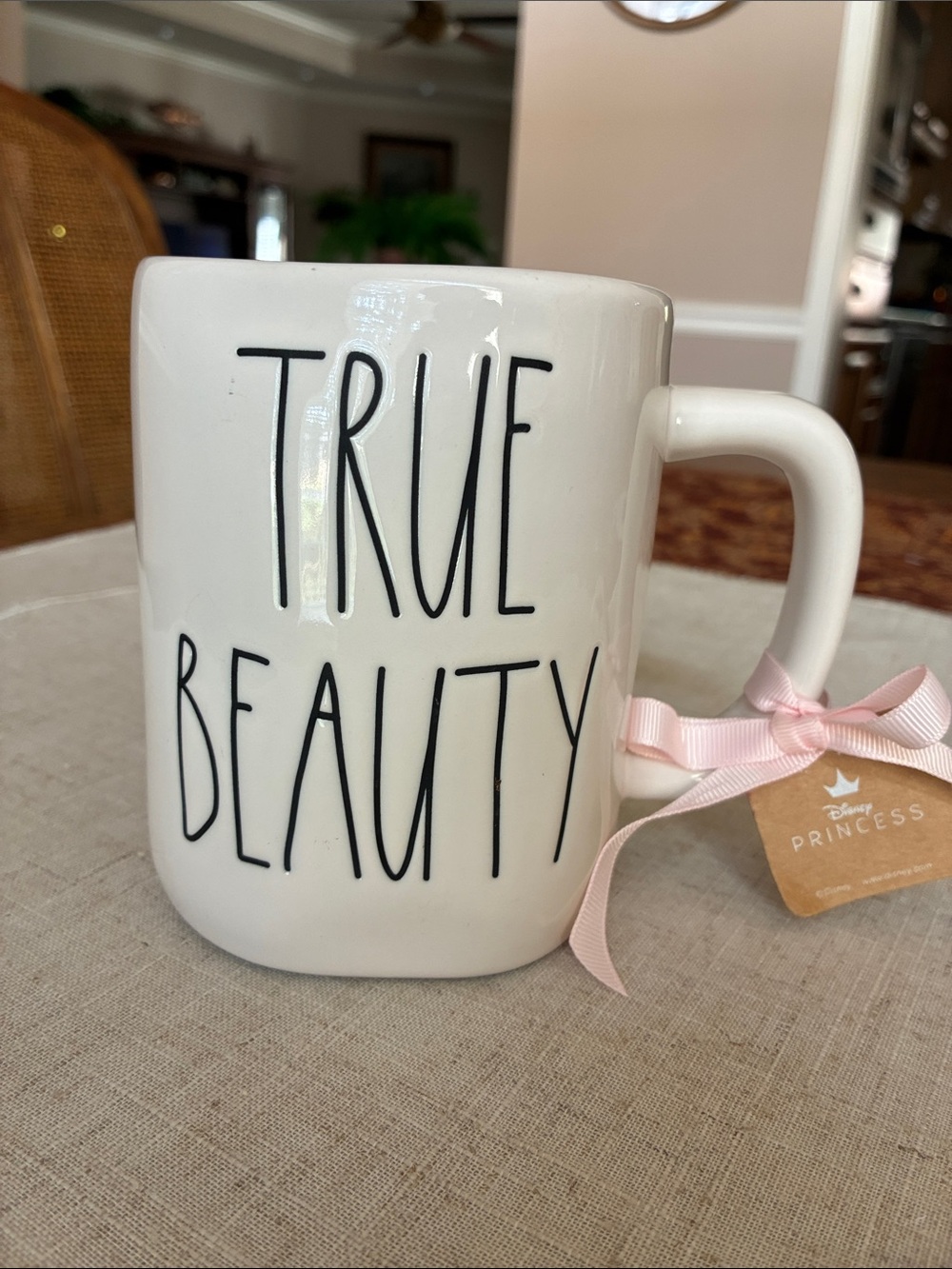 Rae Dunn TRUE BEAUTY And The Beast Mirror Mug Disney princes 2 - Sided NEW